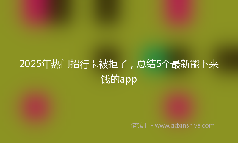 2025年热门招行卡被拒了，总结5个最新能下来钱的app