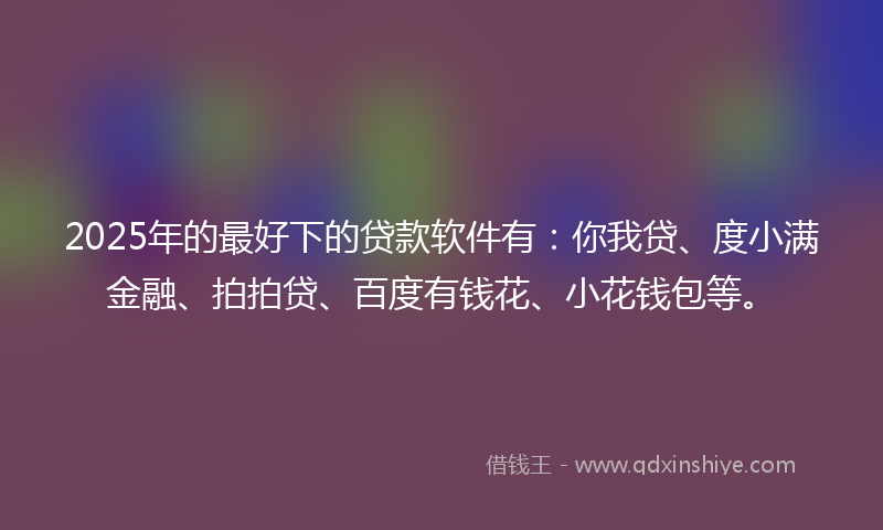 2025年的最好下的贷款软件有：你我贷、度小满金融、拍拍贷、百度有钱花、小花钱包等。