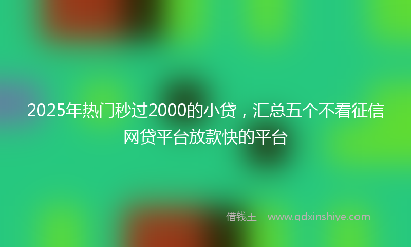 2025年热门秒过2000的小贷，汇总五个不看征信网贷平台放款快的平台