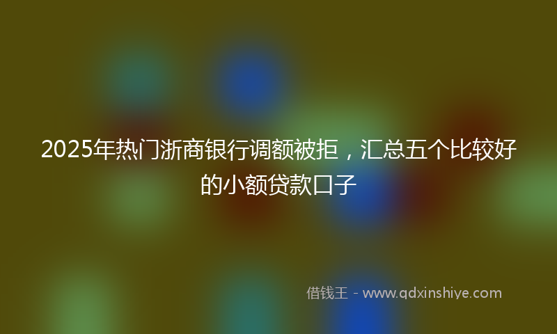 2025年热门浙商银行调额被拒，汇总五个比较好的小额贷款口子