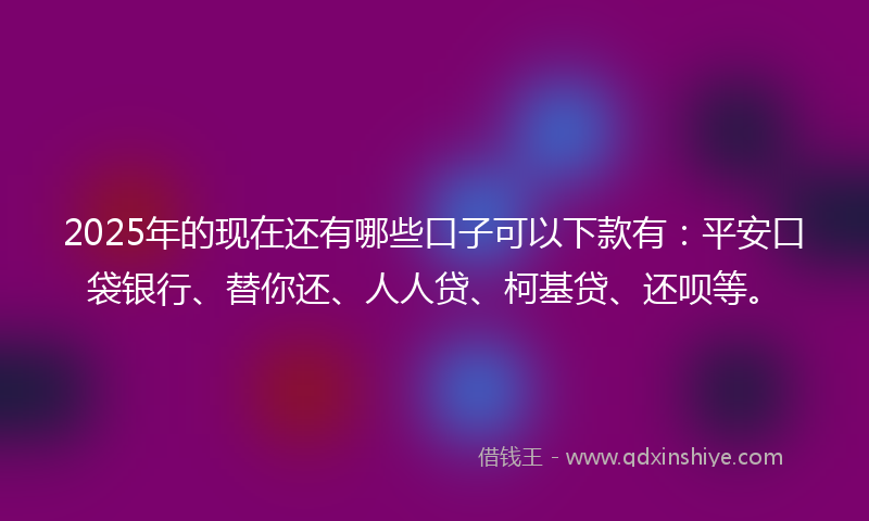 2025年的现在还有哪些口子可以下款有：平安口袋银行、替你还、人人贷、柯基贷、还呗等。