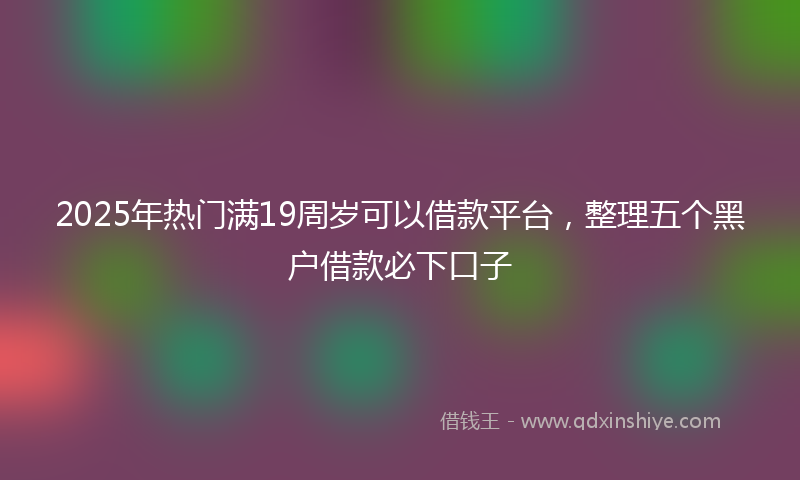 2025年热门满19周岁可以借款平台，整理五个黑户借款必下口子