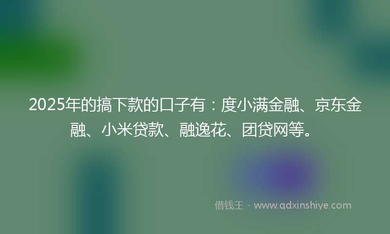 2025年的搞下款的口子有：度小满金融、京东金融、小米贷款、融逸花、团贷网等。