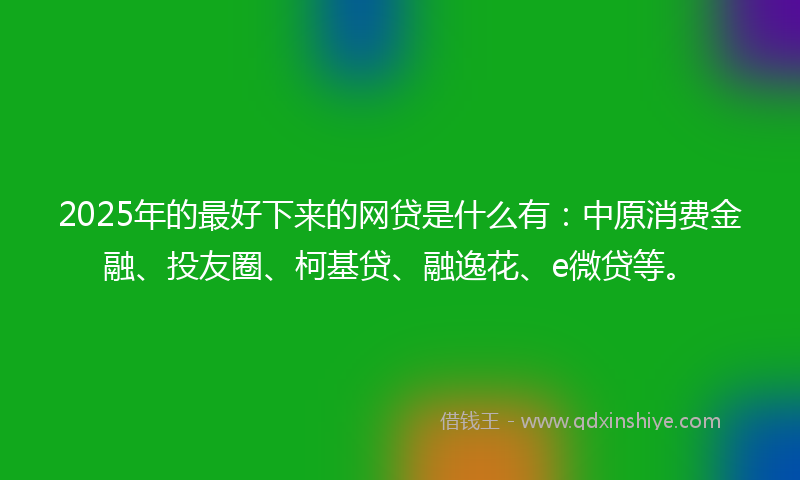 2025年的最好下来的网贷是什么有：中原消费金融、投友圈、柯基贷、融逸花、e微贷等。