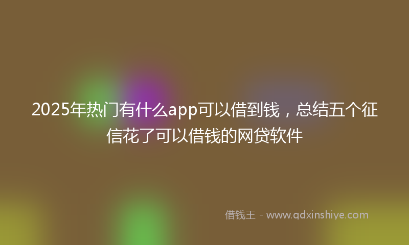 2025年热门有什么app可以借到钱，总结五个征信花了可以借钱的网贷软件
