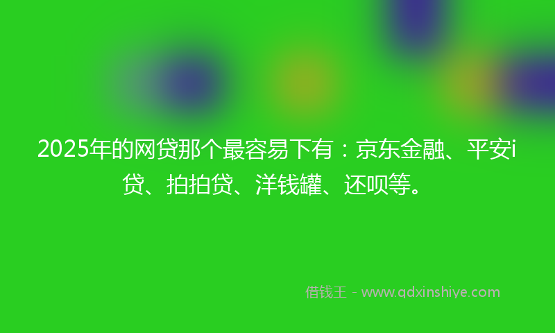 2025年的网贷那个最容易下有：京东金融、平安i贷、拍拍贷、洋钱罐、还呗等。