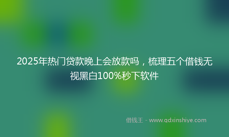 2025年热门贷款晚上会放款吗，梳理五个借钱无视黑白100%秒下软件