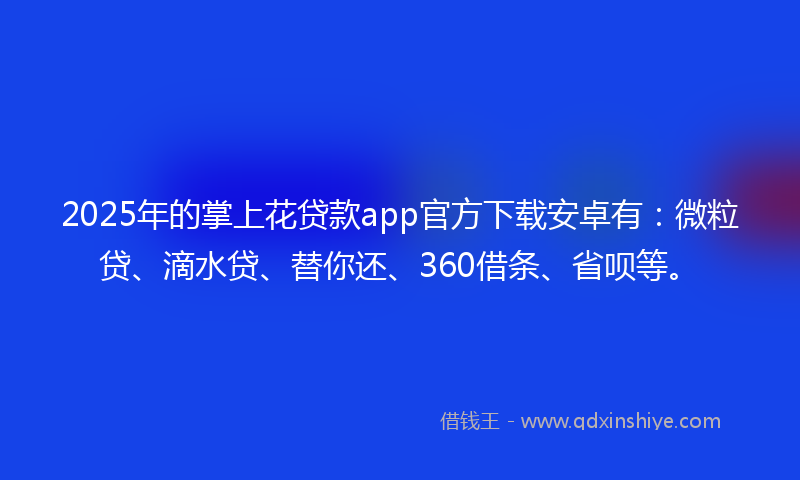 2025年的掌上花贷款app官方下载安卓有：微粒贷、滴水贷、替你还、360借条、省呗等。