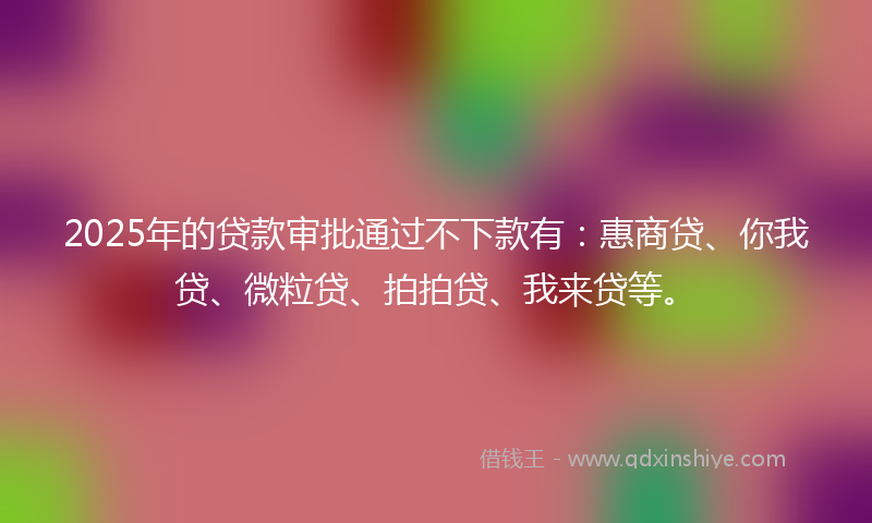 2025年的贷款审批通过不下款有：惠商贷、你我贷、微粒贷、拍拍贷、我来贷等。