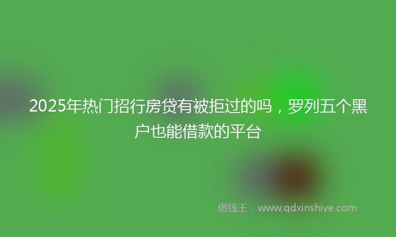 2025年热门招行房贷有被拒过的吗，罗列五个黑户也能借款的平台