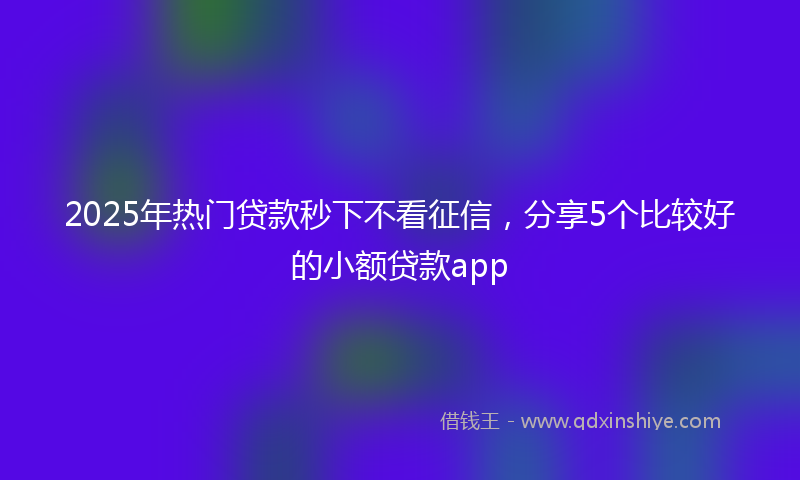 2025年热门贷款秒下不看征信，分享5个比较好的小额贷款app