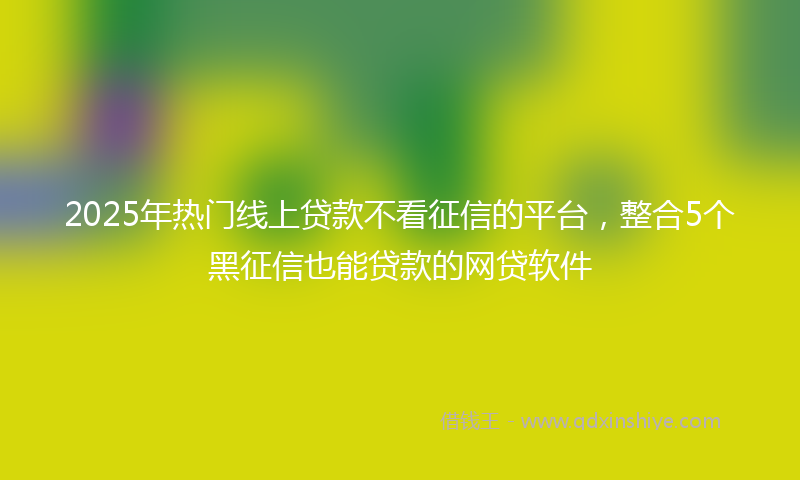 2025年热门线上贷款不看征信的平台，整合5个黑征信也能贷款的网贷软件