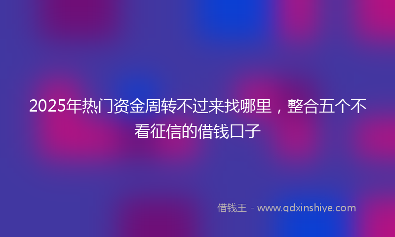 2025年热门资金周转不过来找哪里，整合五个不看征信的借钱口子