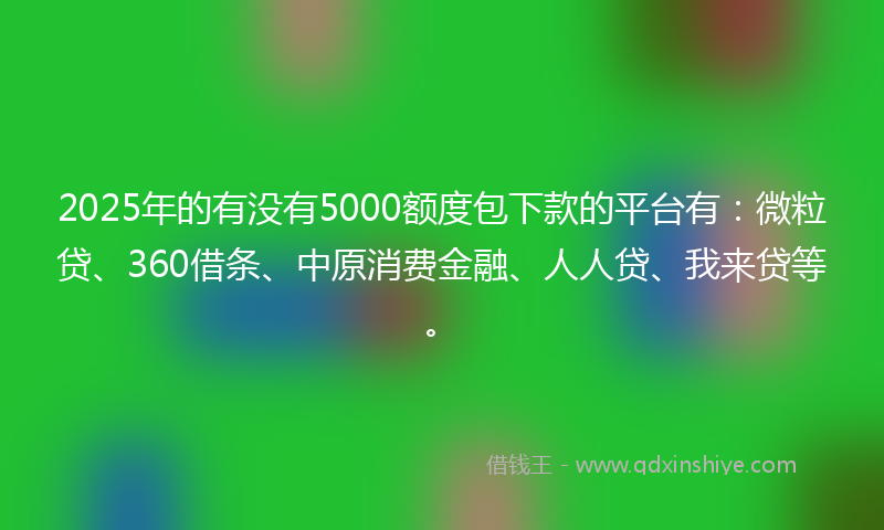 2025年的有没有5000额度包下款的平台有：微粒贷、360借条、中原消费金融、人人贷、我来贷等。