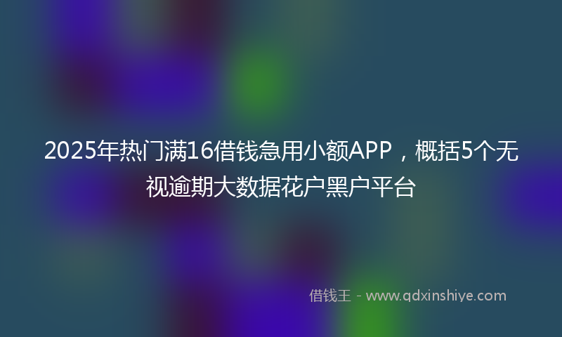 2025年热门满16借钱急用小额APP，概括5个无视逾期大数据花户黑户平台