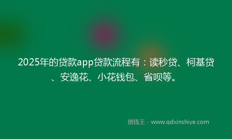 2025年的贷款app贷款流程有：读秒贷、柯基贷、安逸花、小花钱包、省呗等。