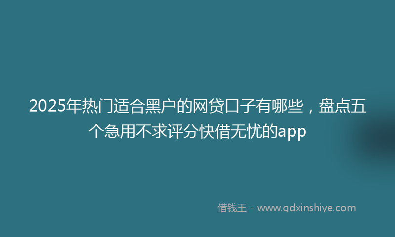 2025年热门适合黑户的网贷口子有哪些，盘点五个急用不求评分快借无忧的app