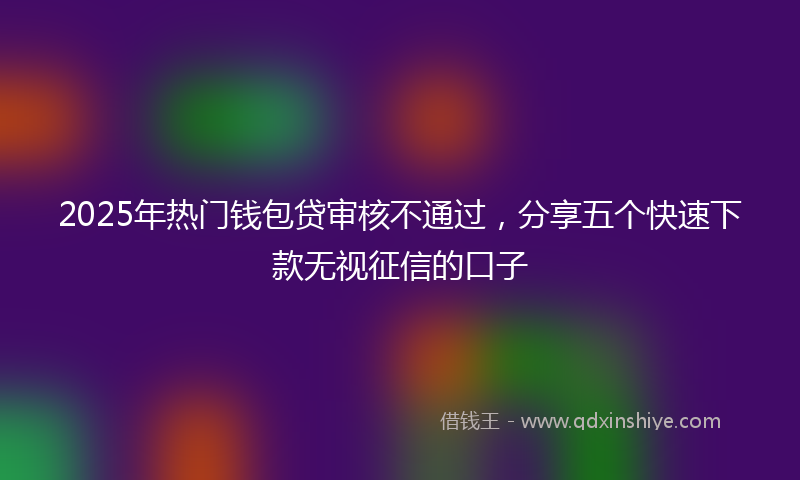 2025年热门钱包贷审核不通过，分享五个快速下款无视征信的口子