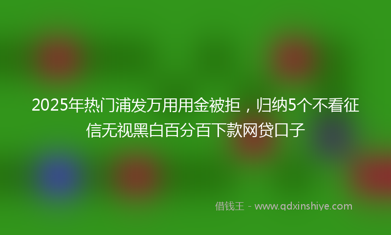 2025年热门浦发万用用金被拒，归纳5个不看征信无视黑白百分百下款网贷口子