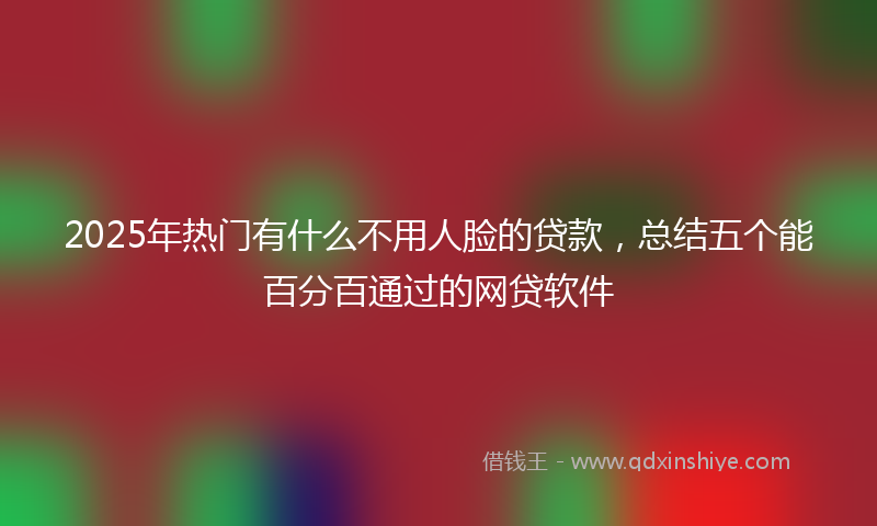2025年热门有什么不用人脸的贷款，总结五个能百分百通过的网贷软件