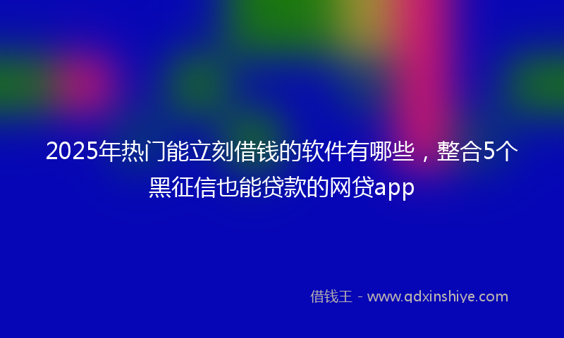 2025年热门能立刻借钱的软件有哪些，整合5个黑征信也能贷款的网贷app