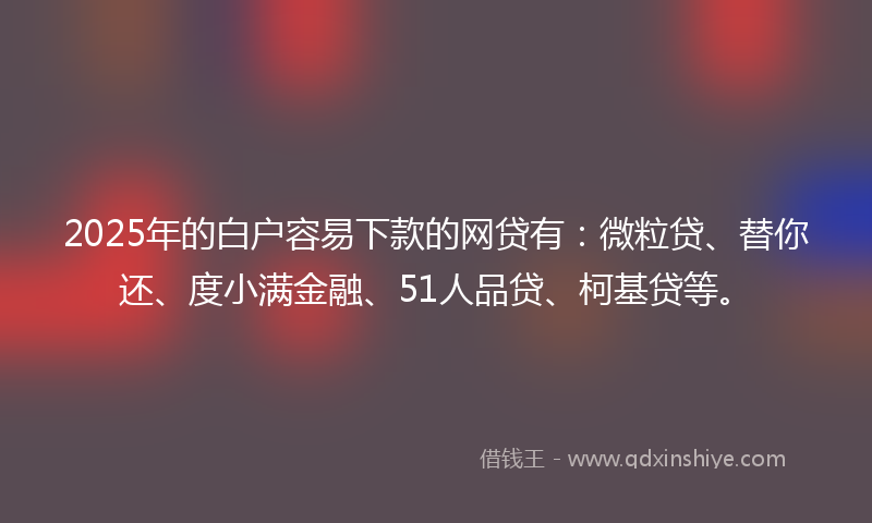 2025年的白户容易下款的网贷有：微粒贷、替你还、度小满金融、51人品贷、柯基贷等。