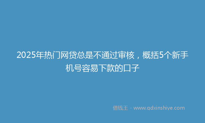 2025年热门网贷总是不通过审核，概括5个新手机号容易下款的口子
