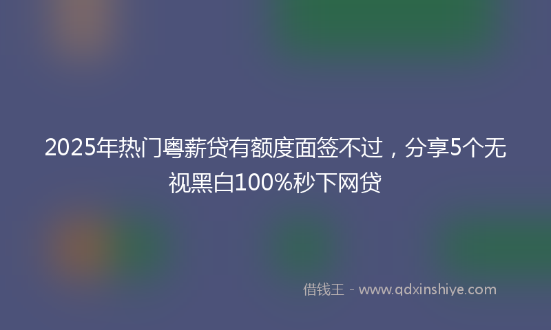 2025年热门粤薪贷有额度面签不过，分享5个无视黑白100%秒下网贷