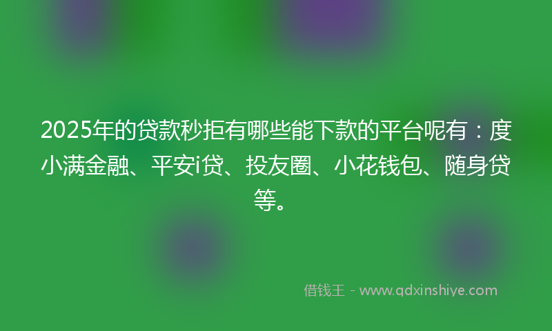 2025年的贷款秒拒有哪些能下款的平台呢有：度小满金融、平安i贷、投友圈、小花钱包、随身贷等。