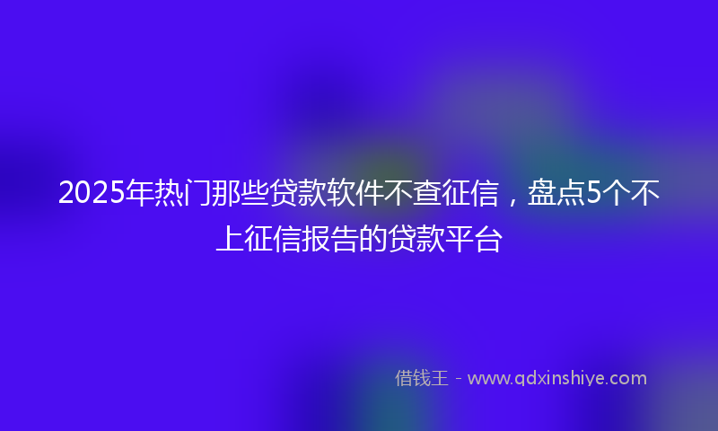 2025年热门那些贷款软件不查征信，盘点5个不上征信报告的贷款平台