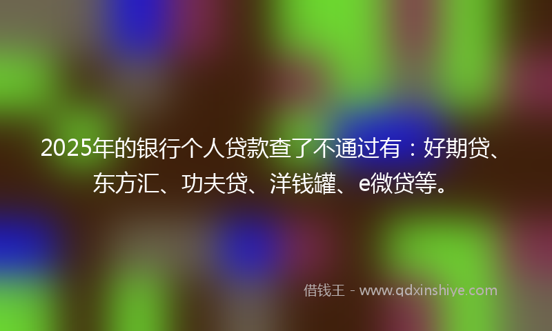 2025年的银行个人贷款查了不通过有：好期贷、东方汇、功夫贷、洋钱罐、e微贷等。