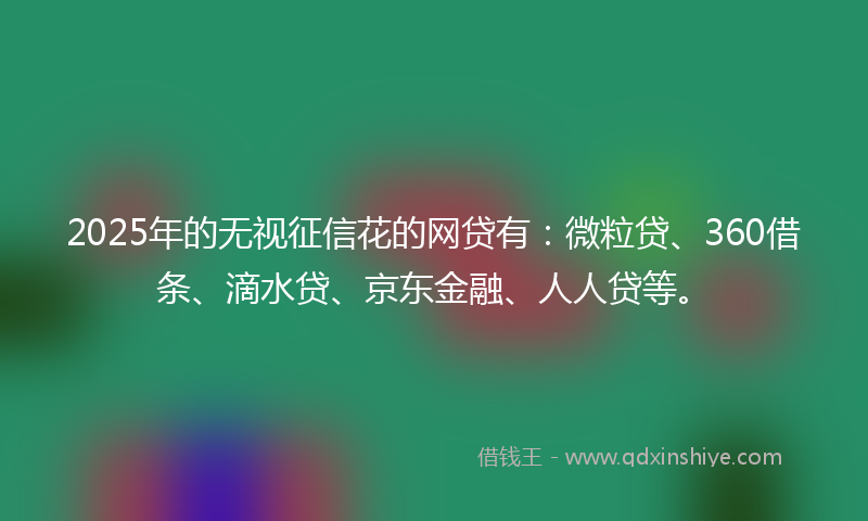 2025年的无视征信花的网贷有：微粒贷、360借条、滴水贷、京东金融、人人贷等。