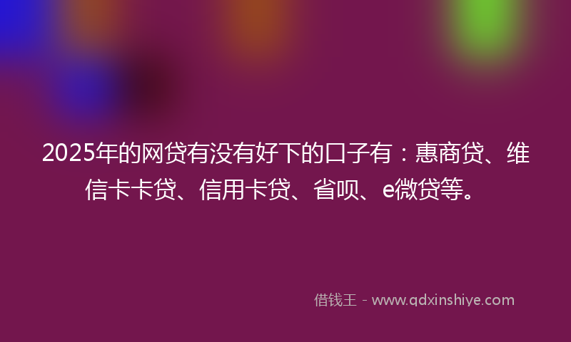 2025年的网贷有没有好下的口子有：惠商贷、维信卡卡贷、信用卡贷、省呗、e微贷等。
