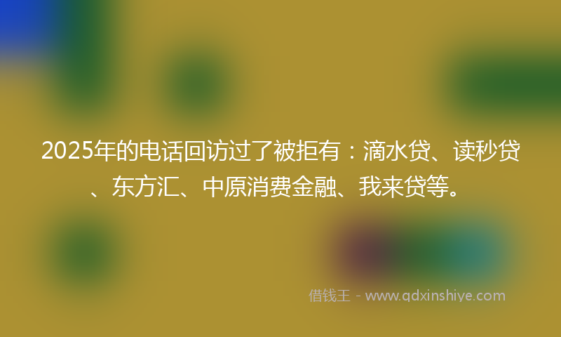 2025年的电话回访过了被拒有：滴水贷、读秒贷、东方汇、中原消费金融、我来贷等。