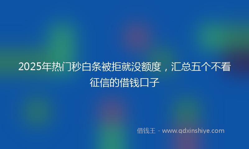 2025年热门秒白条被拒就没额度，汇总五个不看征信的借钱口子