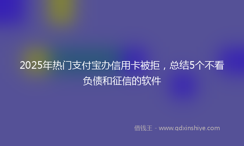2025年热门支付宝办信用卡被拒，总结5个不看负债和征信的软件