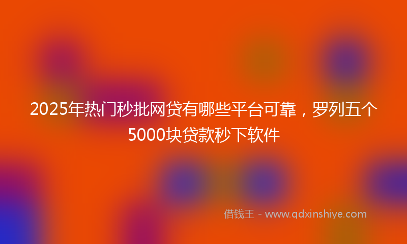 2025年热门秒批网贷有哪些平台可靠，罗列五个5000块贷款秒下软件