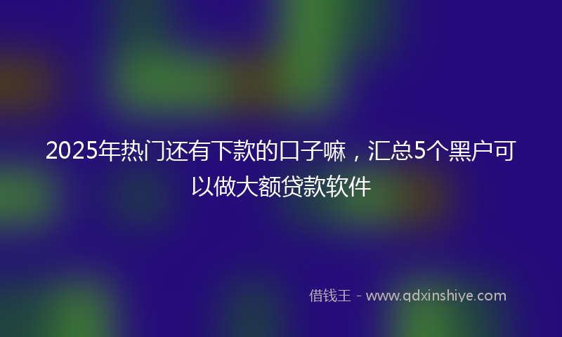 2025年热门还有下款的口子嘛，汇总5个黑户可以做大额贷款软件