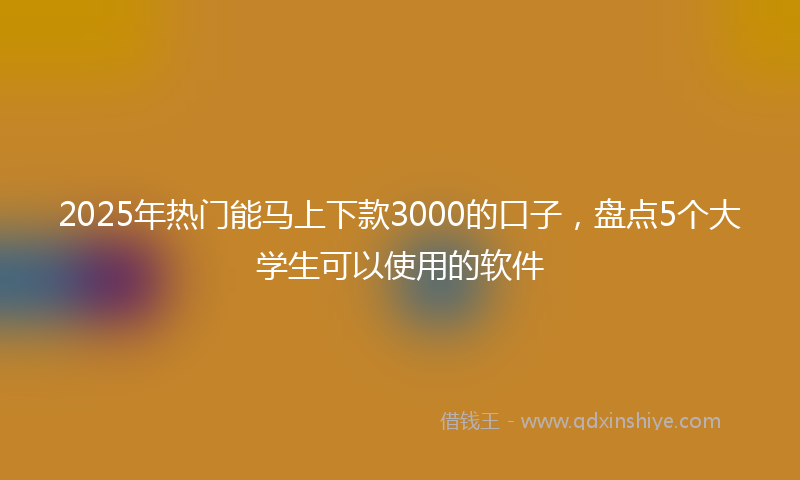 2025年热门能马上下款3000的口子，盘点5个大学生可以使用的软件