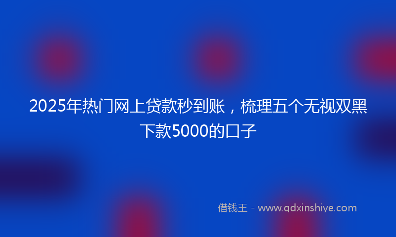2025年热门网上贷款秒到账，梳理五个无视双黑下款5000的口子