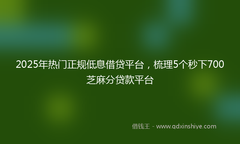 2025年热门正规低息借贷平台，梳理5个秒下700芝麻分贷款平台
