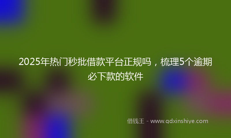 2025年热门秒批借款平台正规吗，梳理5个逾期必下款的软件