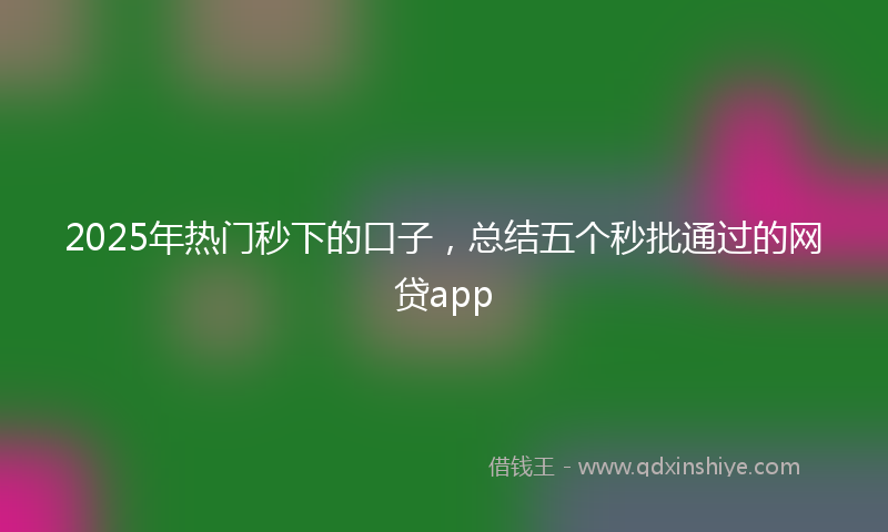 2025年热门秒下的口子，总结五个秒批通过的网贷app