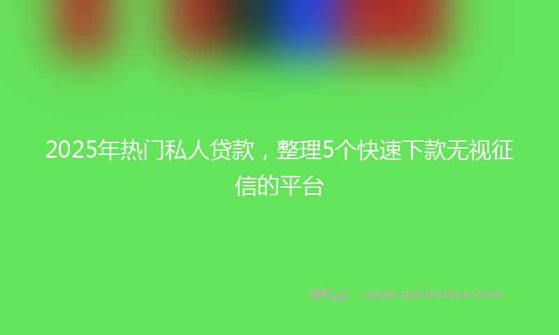 2025年热门私人贷款，整理5个快速下款无视征信的平台