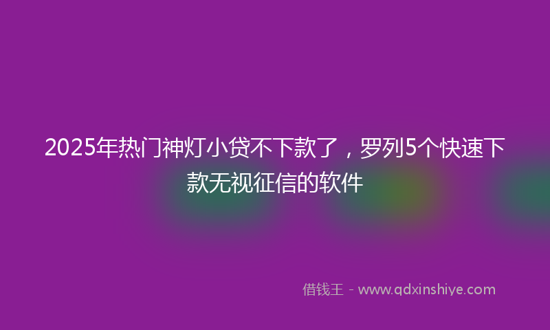 2025年热门神灯小贷不下款了，罗列5个快速下款无视征信的软件