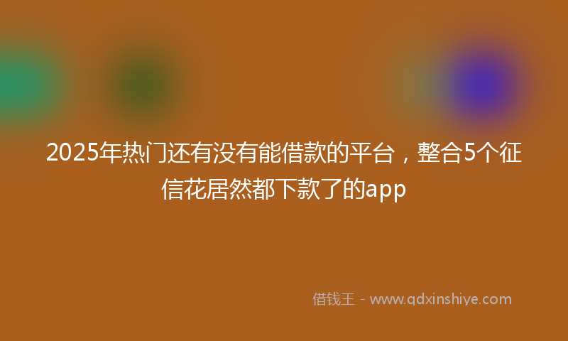 2025年热门还有没有能借款的平台，整合5个征信花居然都下款了的app
