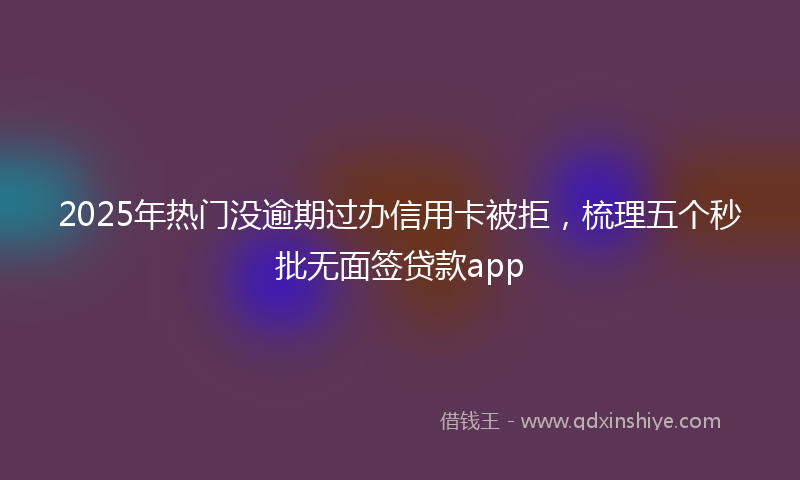 2025年热门没逾期过办信用卡被拒，梳理五个秒批无面签贷款app