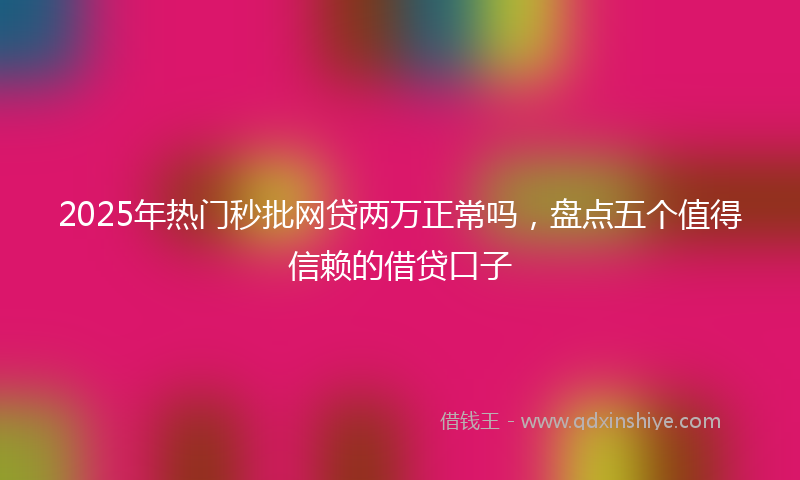 2025年热门秒批网贷两万正常吗，盘点五个值得信赖的借贷口子