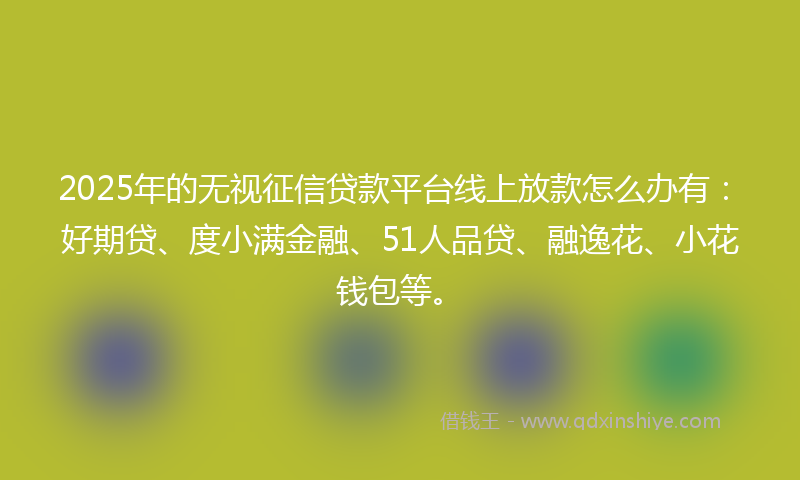 2025年的无视征信贷款平台线上放款怎么办有：好期贷、度小满金融、51人品贷、融逸花、小花钱包等。