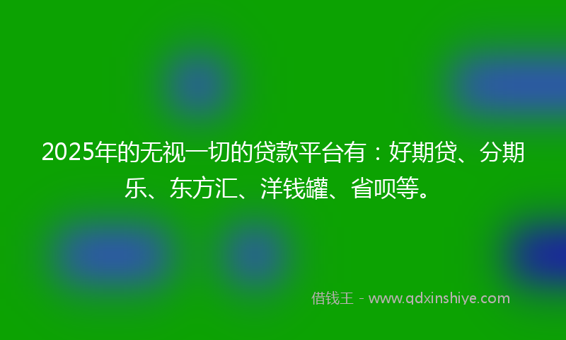 2025年的无视一切的贷款平台有：好期贷、分期乐、东方汇、洋钱罐、省呗等。